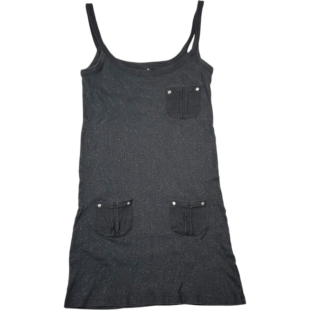 Y2K Forever 21 Dark Gray Mini Dress Scoop Neck Women's M Whimsigoth Indie Sleaze